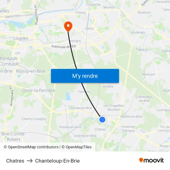 Chatres to Chanteloup-En-Brie map