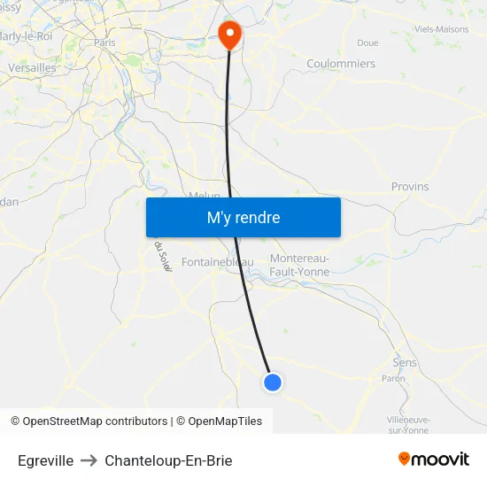 Egreville to Chanteloup-En-Brie map