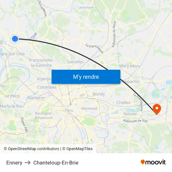 Ennery to Chanteloup-En-Brie map
