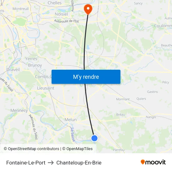 Fontaine-Le-Port to Chanteloup-En-Brie map