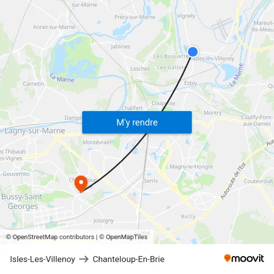 Isles-Les-Villenoy to Chanteloup-En-Brie map