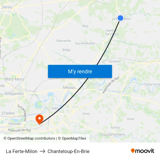 La Ferte-Milon to Chanteloup-En-Brie map