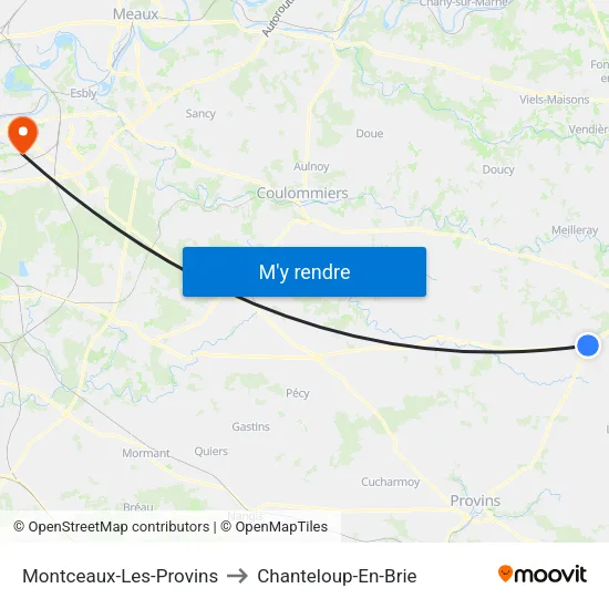 Montceaux-Les-Provins to Chanteloup-En-Brie map
