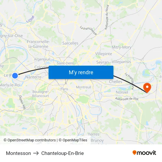 Montesson to Chanteloup-En-Brie map