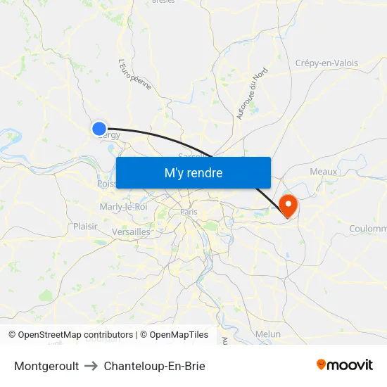 Montgeroult to Chanteloup-En-Brie map