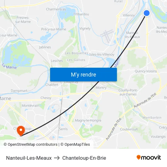 Nanteuil-Les-Meaux to Chanteloup-En-Brie map