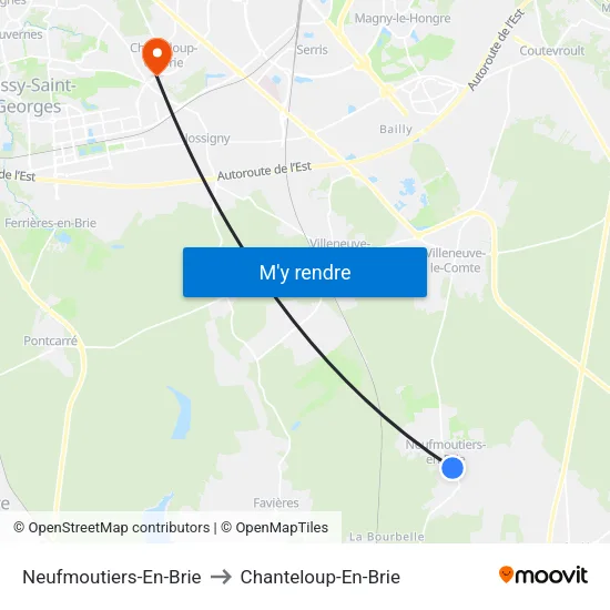 Neufmoutiers-En-Brie to Chanteloup-En-Brie map