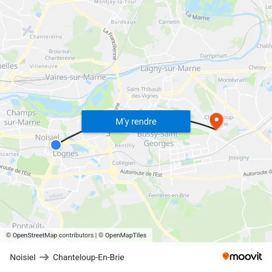 Noisiel to Chanteloup-En-Brie map