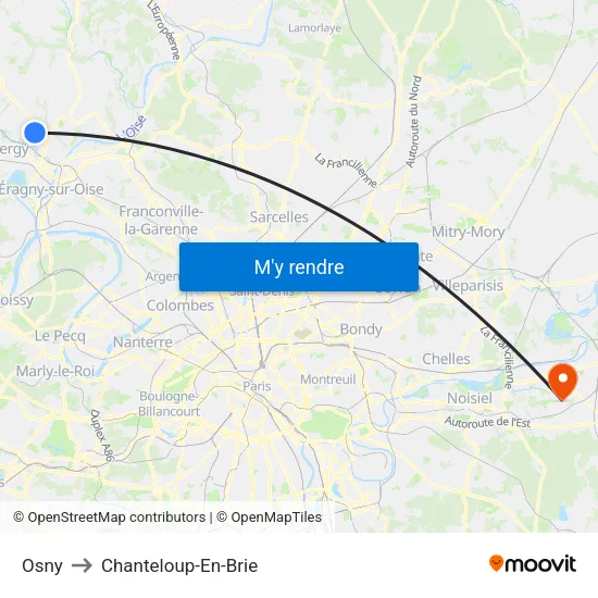 Osny to Chanteloup-En-Brie map
