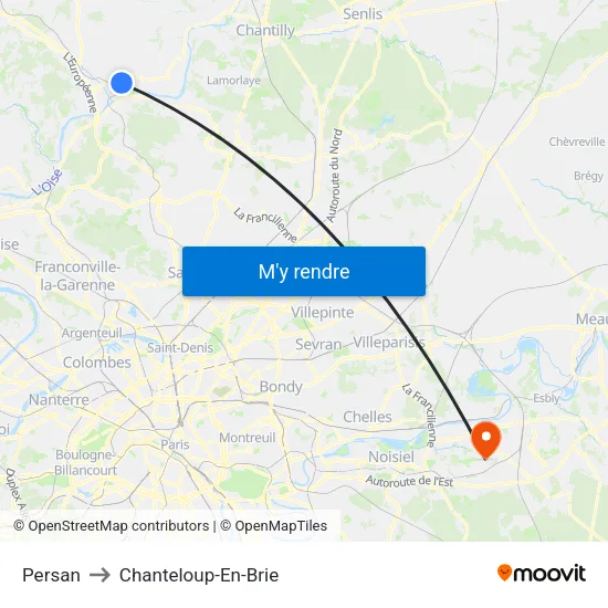 Persan to Chanteloup-En-Brie map
