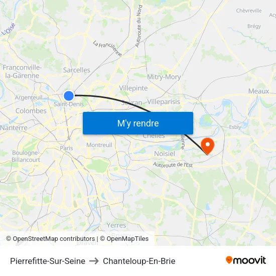 Pierrefitte-Sur-Seine to Chanteloup-En-Brie map