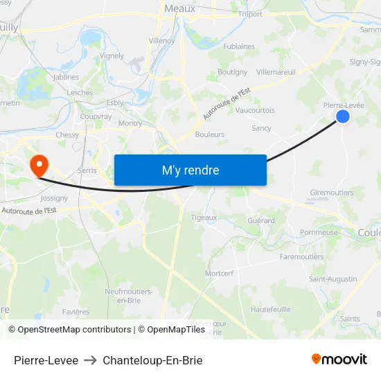Pierre-Levee to Chanteloup-En-Brie map