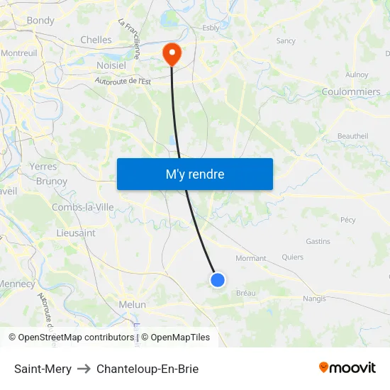 Saint-Mery to Chanteloup-En-Brie map