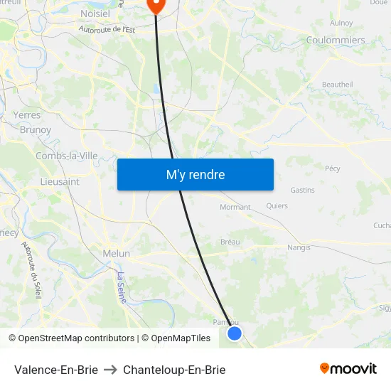Valence-En-Brie to Chanteloup-En-Brie map