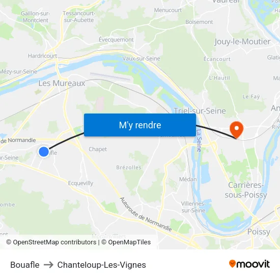Bouafle to Chanteloup-Les-Vignes map