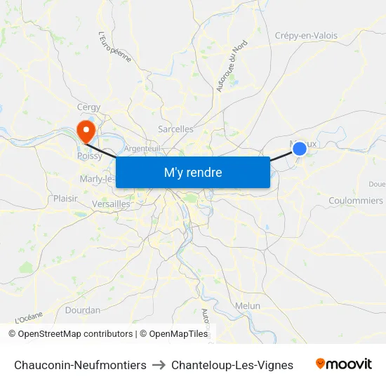 Chauconin-Neufmontiers to Chanteloup-Les-Vignes map