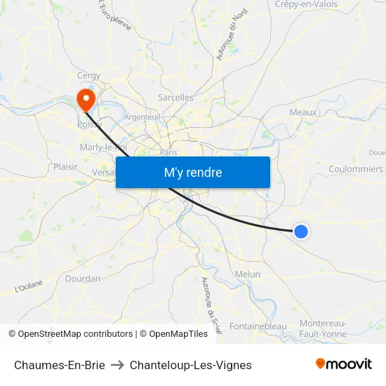 Chaumes-En-Brie to Chanteloup-Les-Vignes map