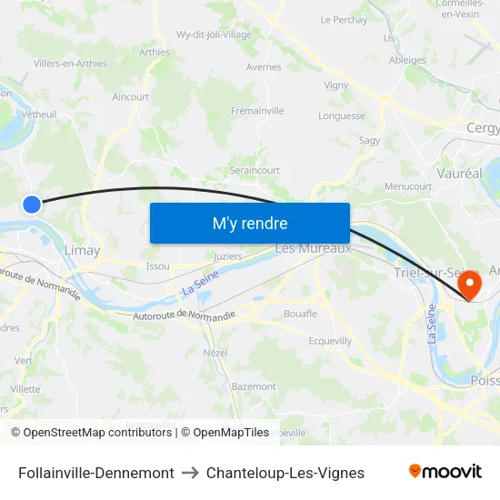 Follainville-Dennemont to Chanteloup-Les-Vignes map