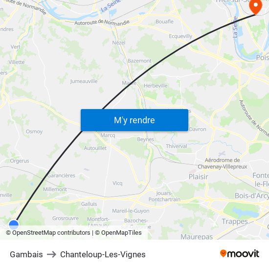 Gambais to Chanteloup-Les-Vignes map