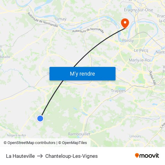 La Hauteville to Chanteloup-Les-Vignes map