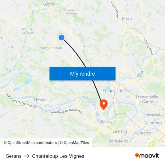 Serans to Chanteloup-Les-Vignes map