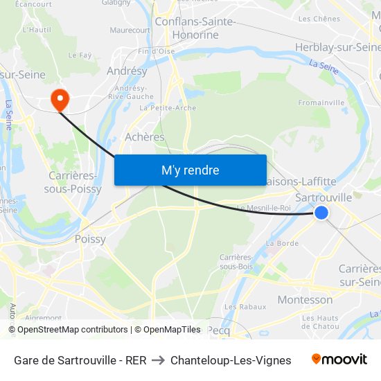 Gare de Sartrouville - RER to Chanteloup-Les-Vignes map