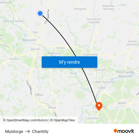Muidorge to Chantilly map