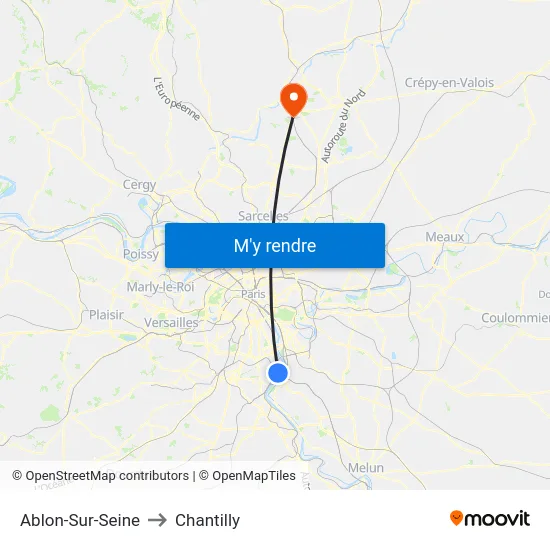 Ablon-Sur-Seine to Chantilly map