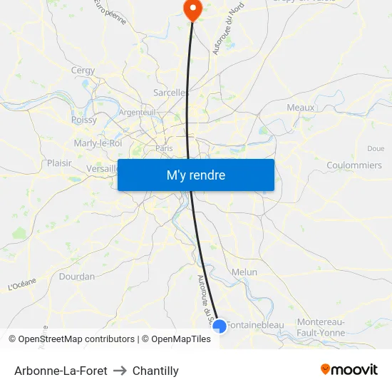 Arbonne-La-Foret to Chantilly map