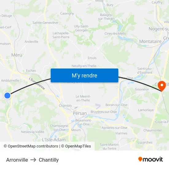 Arronville to Chantilly map