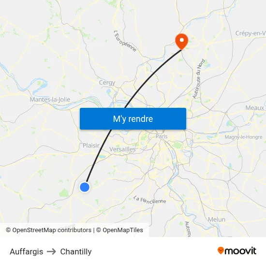 Auffargis to Chantilly map