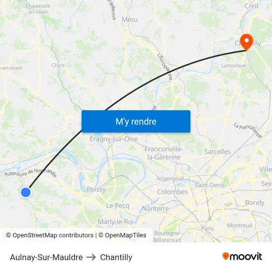 Aulnay-Sur-Mauldre to Chantilly map