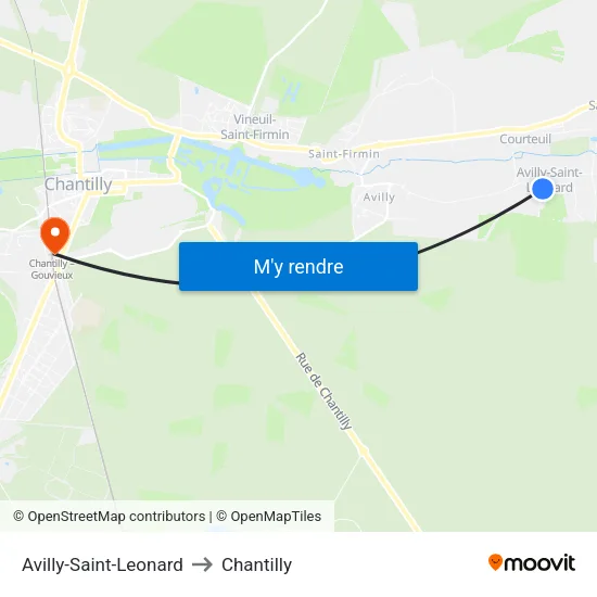 Avilly-Saint-Leonard to Chantilly map