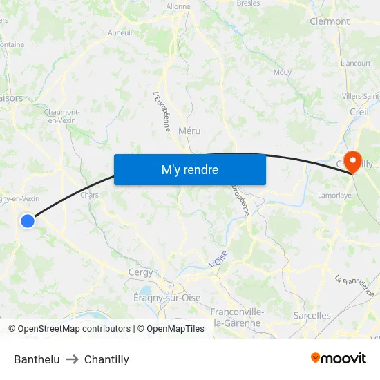 Banthelu to Chantilly map