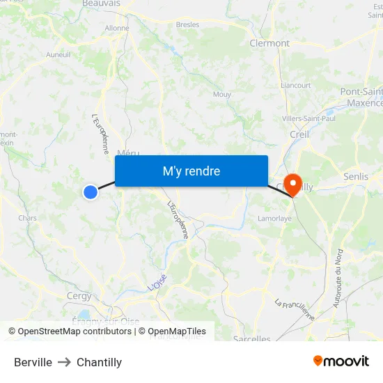 Berville to Chantilly map