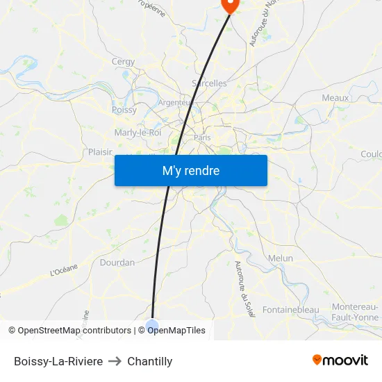 Boissy-La-Riviere to Chantilly map