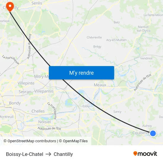 Boissy-Le-Chatel to Chantilly map