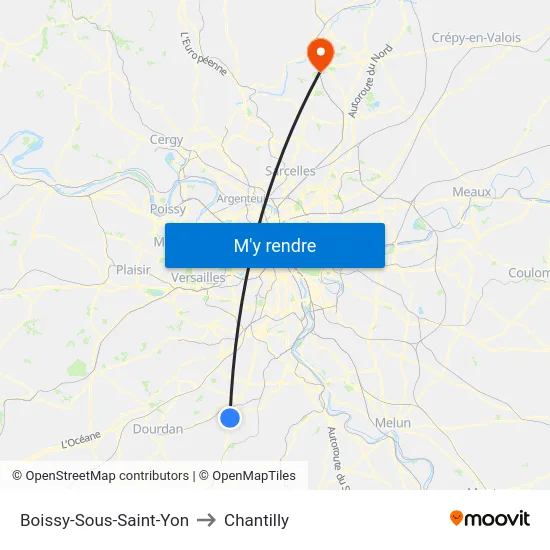 Boissy-Sous-Saint-Yon to Chantilly map