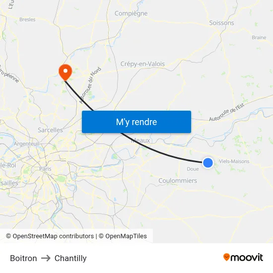 Boitron to Chantilly map