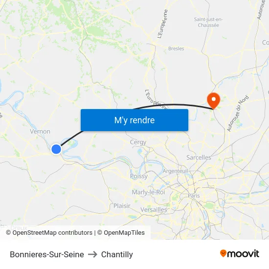 Bonnieres-Sur-Seine to Chantilly map