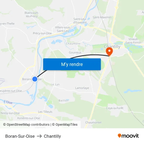 Boran-Sur-Oise to Chantilly map