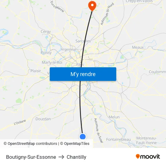 Boutigny-Sur-Essonne to Chantilly map