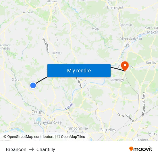 Breancon to Chantilly map