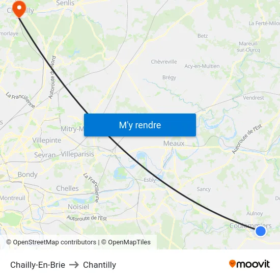 Chailly-En-Brie to Chantilly map