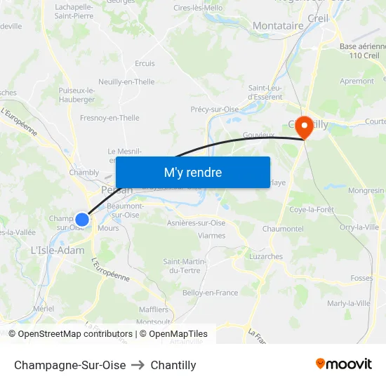 Champagne-Sur-Oise to Chantilly map