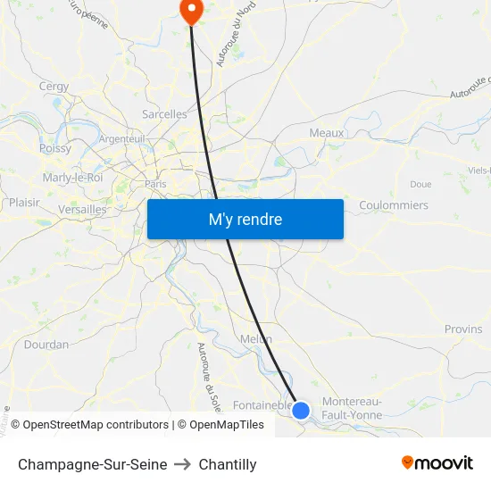 Champagne-Sur-Seine to Chantilly map