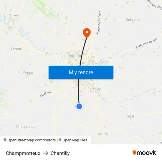 Champmotteux to Chantilly map