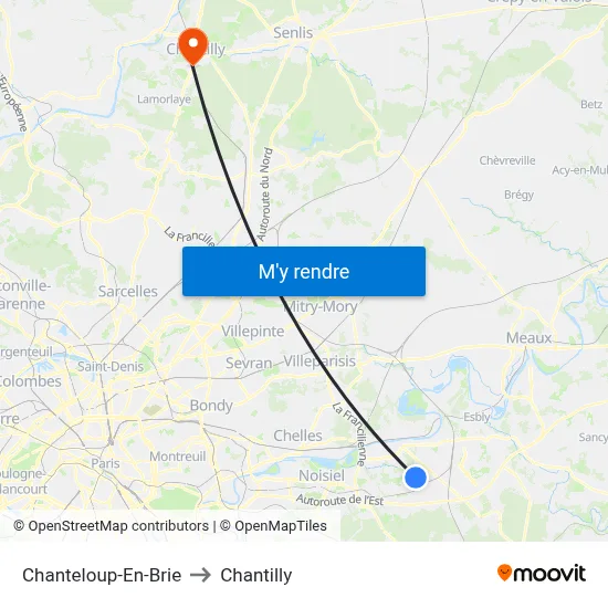 Chanteloup-En-Brie to Chantilly map