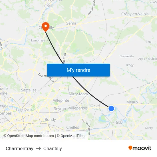 Charmentray to Chantilly map