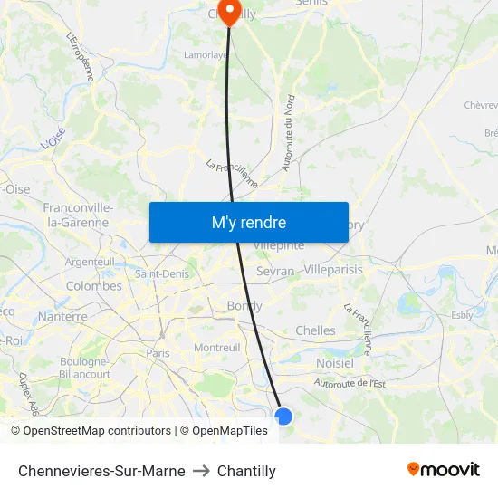 Chennevieres-Sur-Marne to Chantilly map